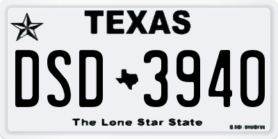 TX license plate DSD3940