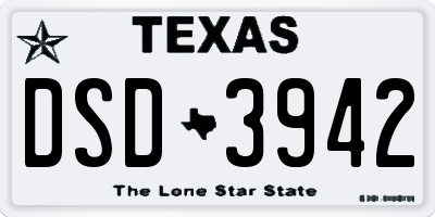 TX license plate DSD3942