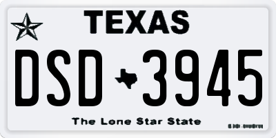 TX license plate DSD3945