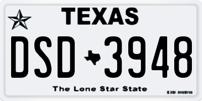 TX license plate DSD3948