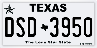 TX license plate DSD3950