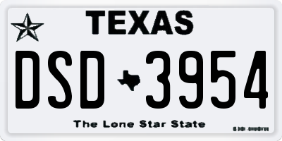 TX license plate DSD3954