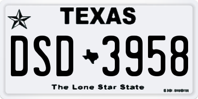 TX license plate DSD3958