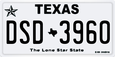 TX license plate DSD3960
