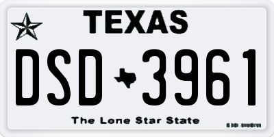 TX license plate DSD3961