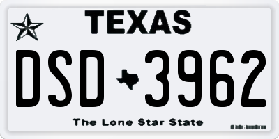 TX license plate DSD3962