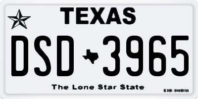 TX license plate DSD3965