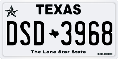 TX license plate DSD3968