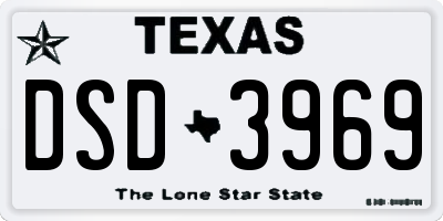 TX license plate DSD3969