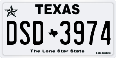 TX license plate DSD3974