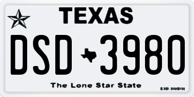 TX license plate DSD3980