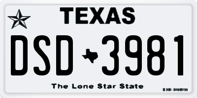 TX license plate DSD3981