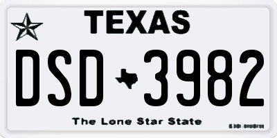 TX license plate DSD3982