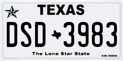 TX license plate DSD3983