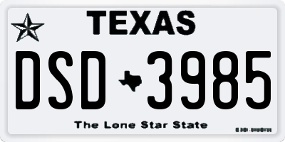 TX license plate DSD3985