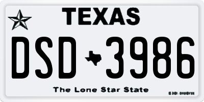 TX license plate DSD3986
