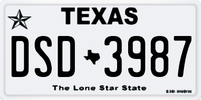 TX license plate DSD3987