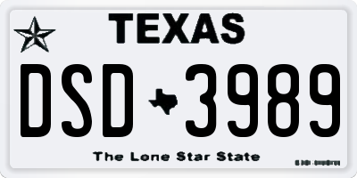 TX license plate DSD3989