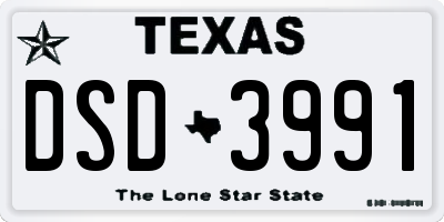 TX license plate DSD3991