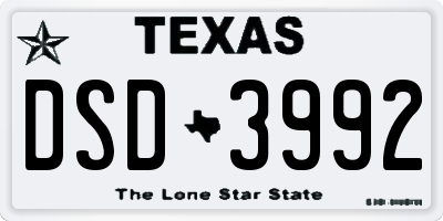 TX license plate DSD3992