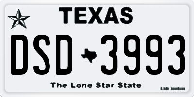 TX license plate DSD3993