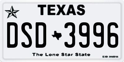 TX license plate DSD3996