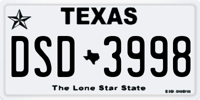 TX license plate DSD3998