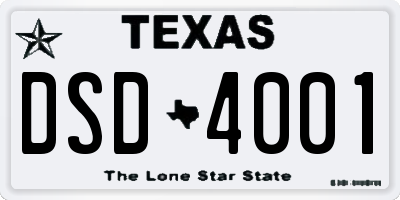 TX license plate DSD4001