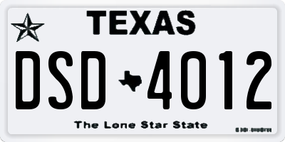 TX license plate DSD4012