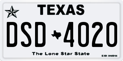 TX license plate DSD4020