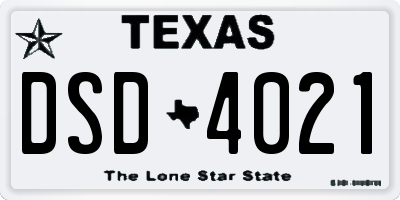TX license plate DSD4021