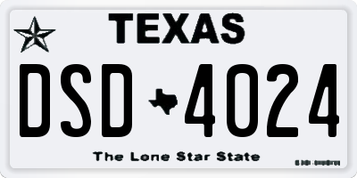 TX license plate DSD4024