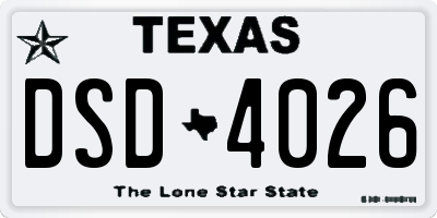 TX license plate DSD4026