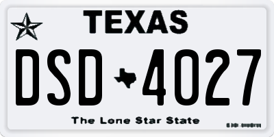 TX license plate DSD4027