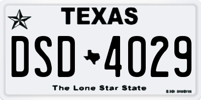 TX license plate DSD4029