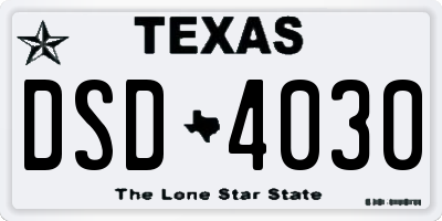TX license plate DSD4030