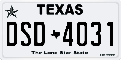 TX license plate DSD4031