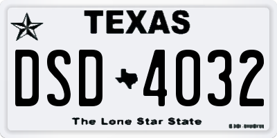 TX license plate DSD4032