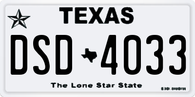 TX license plate DSD4033