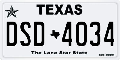 TX license plate DSD4034
