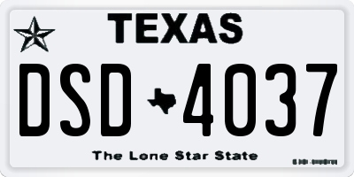TX license plate DSD4037
