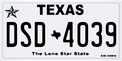 TX license plate DSD4039