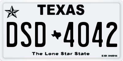 TX license plate DSD4042