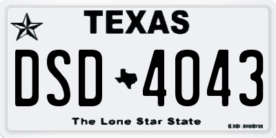 TX license plate DSD4043
