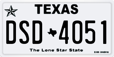 TX license plate DSD4051