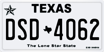 TX license plate DSD4062