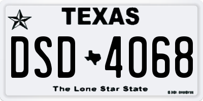 TX license plate DSD4068