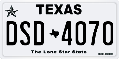 TX license plate DSD4070