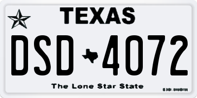 TX license plate DSD4072