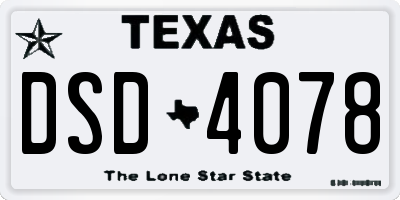 TX license plate DSD4078
